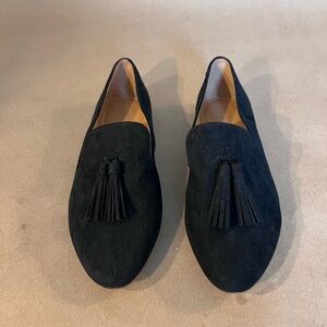 J.Crew Faux-Suede Smoking Loafers With Tassel Black Flats Women’s US 7